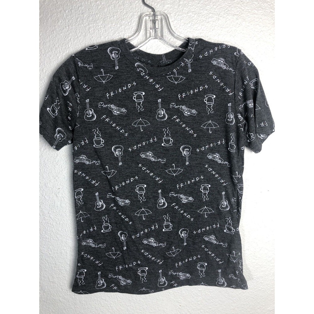 FRIENDS T-Shirt TV Show - Women's Size  Small Grey All Over Print Pullover Logo